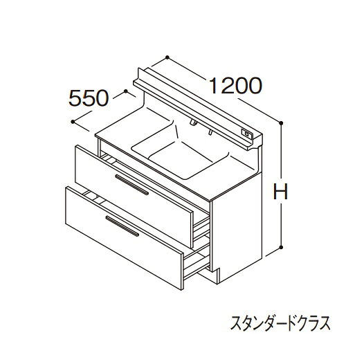 ●TOTO 【LDSFB120BCGDN1A】洗面化粧台 スタンダード オクターブ 2段引き出し 回避なし カウンター高さ800mm 間口1200mm 一般地 受注生産〔GA〕｜クローバー資材館 98,161円