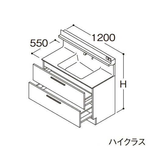 ●TOTO 【LDSFB120CCRDS1】洗面化粧台 ハイクラス オクターブ 2段引き出し 右側回避 カウンター高さ850mm 間口1200mm 寒冷地 受注約1週〔GA〕