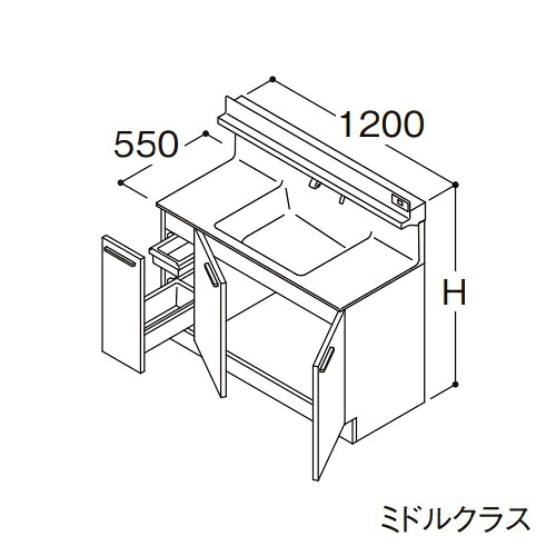 ●TOTO 【LDSFB120CJLDS1】洗面化粧台 ミドルクラス オクターブ 片引き出し 左側回避 カウンター高さ850mm 間口1200mm 寒冷地 受注約1週〔GA〕