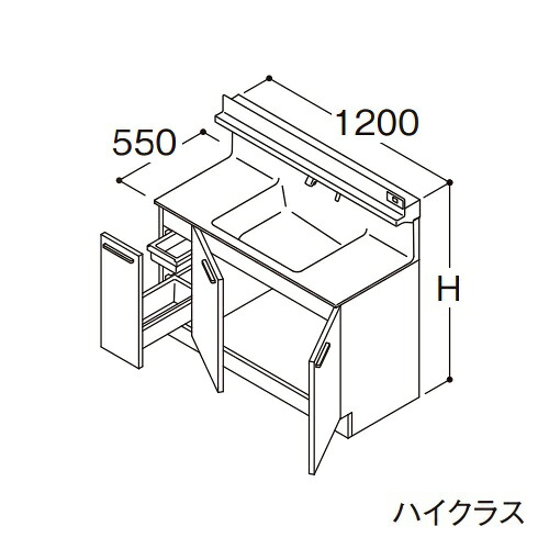 ●TOTO 【LDSFB120BJADS1】洗面化粧台 ハイクラス オクターブ 片引き出し 左側回避+体重計収納あり カウンター高さ800mm 間口1200mm 寒冷地 受注約1週〔GA〕