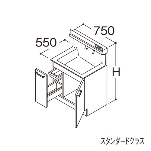 TOTO 洗面化粧台 スタンダード 一般地 片引き出し オクターブLite 左側