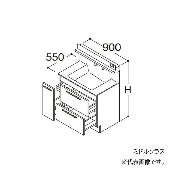 ●TOTO 【LDSFB090BDJAN2】洗面化粧台 ミドルクラス オクターブ 3Wayキャビネット 回避なし+体重計収納あり カウンター高さ800 間口900 一般地 受注生産〔GA〕|クローバー資材館