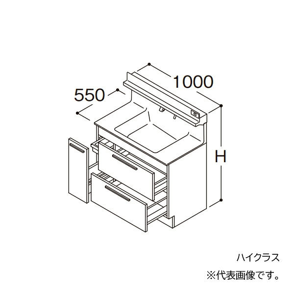 ●TOTO 【LDSFB100BDACS2】洗面かざり付ける台 飛び切り オクターブ 3Way収納家具 左方くぐり抜ける+体量計納めるあり カウンタ高さ800 間口1000 冷ややかさ地 受注約1週〔GA〕