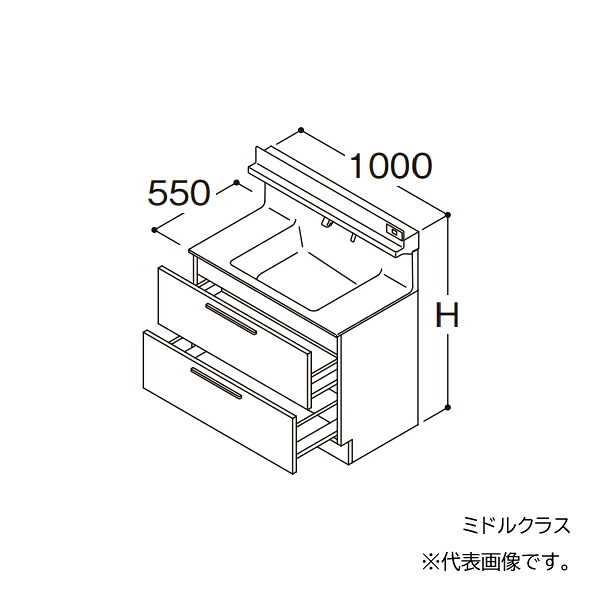 ●TOTO 【LDSFB100BCBBN2】洗面化粧台 ミドルクラス オクターブ 2段引き出し 右側回避+体重計収納あり カウンター高さ800 間口1000 一般地 受注生産〔GA〕