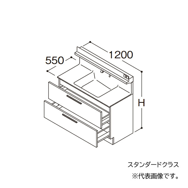 ●TOTO 【LDSFB120BCBAS2A】洗面かざり付ける台 判定基準 オクターブ 2段引き出し 右寄りくぐり抜ける+体量計納めるあり カウンタ高さ800 間口1200 冷ややかさ地 受注生み出すこと〔GA〕