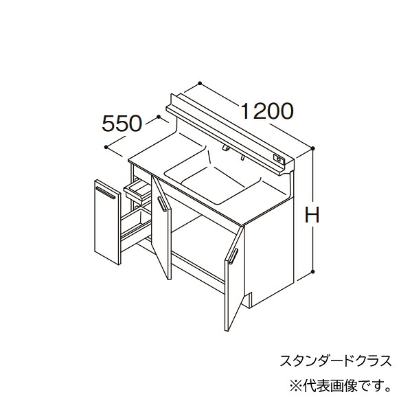 ●TOTO 【LDSFB120BJACS2A】洗面化粧台 スタンダード オクターブ 片引き出し 左側回避+体重計収納あり カウンター高さ800 間口1200 寒冷地 受注生産〔GA〕
