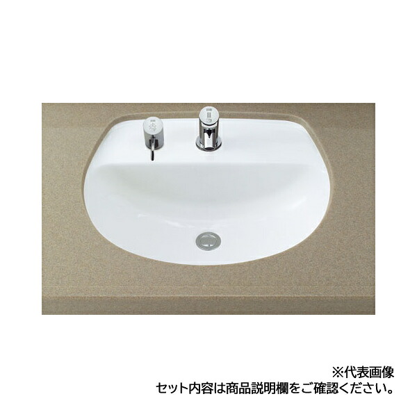 INAX/LIXIL 【L-2094CL/BW1+AM-300CV1】ピュアホワイト はめ込みだ巡回洗面器 アンダーカウンタ式 自動小銃水栓 AC100V 壁水・床水抜き(S落とし穴)