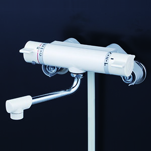 KVKサーモスタット式シャワー ホワイト色 150mmパイプ付 一般地用