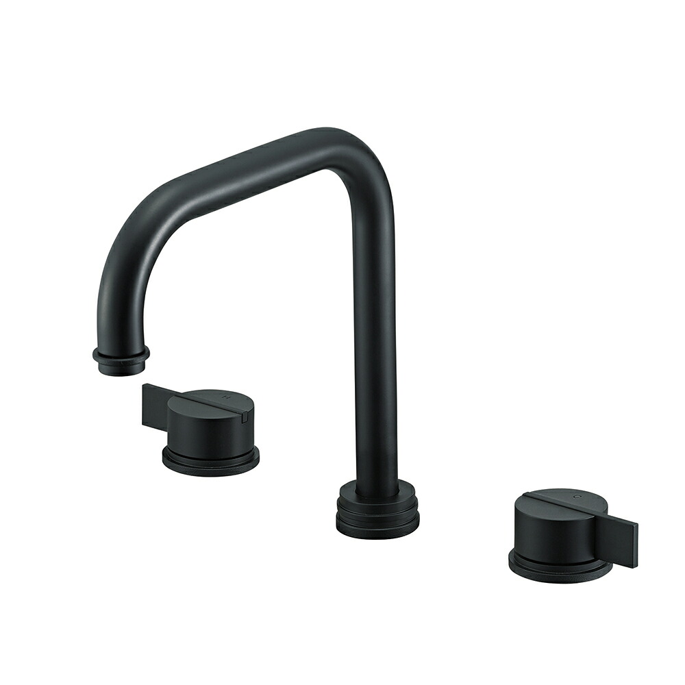 ≧三栄水栓/SANEI 水栓金具【K5541N-MDP-13】ツーバルブ洗面混合栓(共用形) マットブラック 受注生産〔EA〕｜クローバー資材館