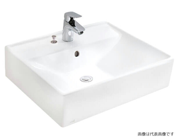 ●Юジャニス/Janis【L553CFP+P69372】洗面器 スクエアライン カウンター用 金具セット 自動水栓 受注約2週｜クローバー資材館
