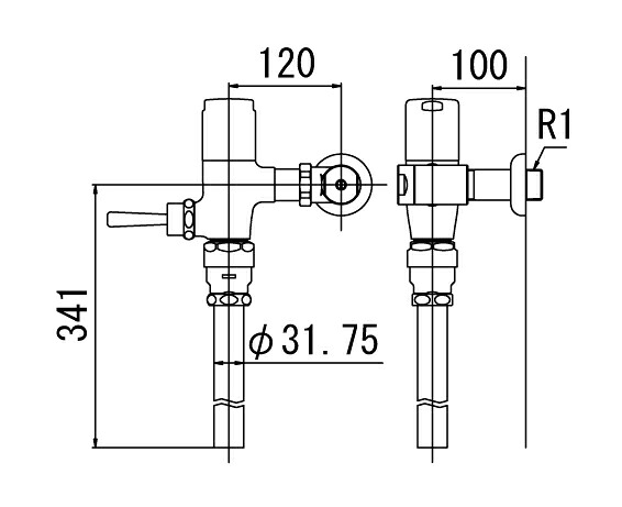 INAX/LIXIL 【CF-7110T-C】フラッシュバルブ 低圧用 壁給水形 中水 受注約4週〔IE〕｜クローバー資材館 28,602円