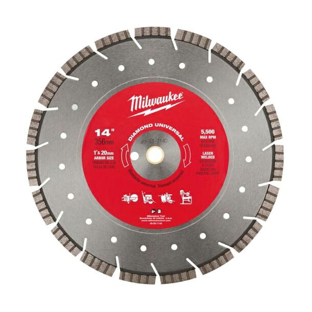 ▲●u.ミルウォーキー/Milwaukee 【49-93-7140】14in（356粍)ダイヤモンドブレード（セグメントウェーブ型）
