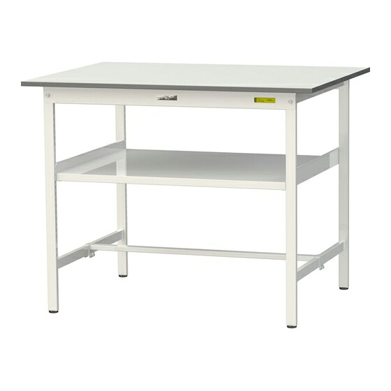 ●u.ヤマキン/山金工業 【SUPH-1290F-WW】ワークテーブル 150シリーズ(固定式 中間棚付) H950mm 基本形 組立式｜クローバー資材館