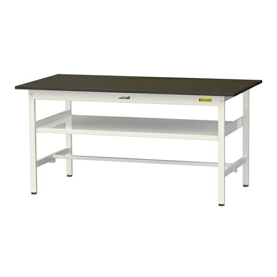 ●u.ヤマキン/山金工業 【SLM-1575F-BRW】ワークテーブル LABシリーズ(固定式 中間棚板付) H740mm 基本形 指紋レスメラミン天板(ブラウン) 組立式
