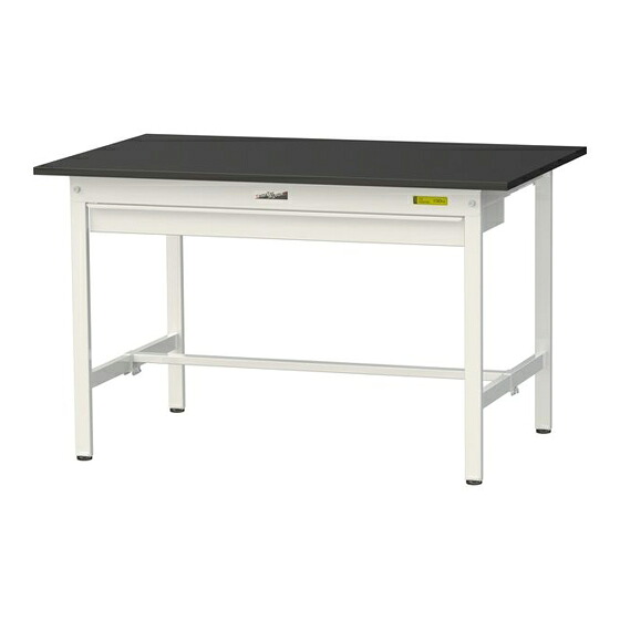 ●u.ヤマキン/山金工業 【SLK-1275W-BKW】ワークテーブル LABシリーズ(固定式 ワイド引出し付) H740mm 基本形 ケミテクト天板(ブラック) 組立式