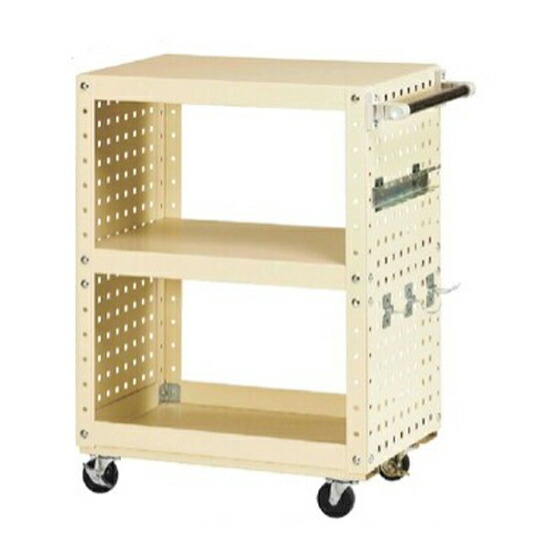 ●u.ヤマキン/山金工業 【W6CS-NP2-IV】スペシャルワゴン パンチングパネル付(H900) W600×D400mm アイボリー 組立式