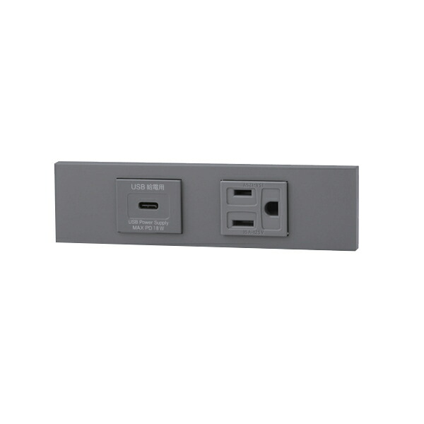 β神保電器 配線器具【KAG-2627】NKシリーズ 家具・機器用 USBコンセント(Type-C)＋接地コンセントセット(ソリッドグレー) 受注生産