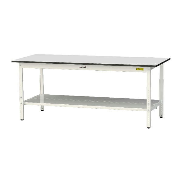 ●u.ヤマキン/山金工業 【SURA-1875TT-GYW】ワークテーブル 150シリーズ 高さ調整タイプ H600mm~H900mm 全面棚板付 RoHS2指令対応塩ビシート天板 組立式