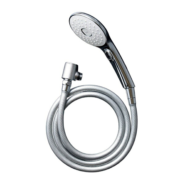 INAX/LIXIL 【BF-SL7MBGE(1.6)-AT】シャワーホースセット エコアクアPlusスイッチ付(めっき仕様)メタル調シルバーホース(樹脂製ホース)：1.6m〔EJ〕