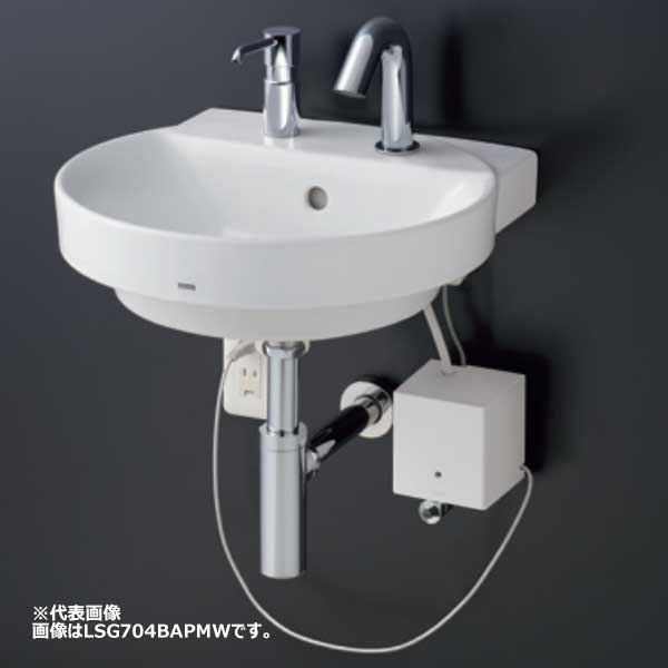 ●TOTO 壁掛洗面器 仕掛ける品番【LSH704AASNDR】水石ケン入れなし 自動小銃水栓一からだ付き小型明かり温水器 目皿遣りかた 壁水 床水抜き カウンタ仕掛ける〔GE〕