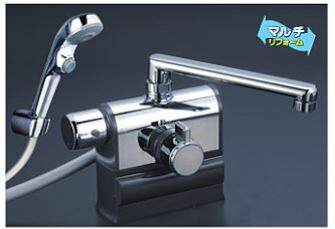 KVK 水栓金具【KF3008LS2】甲板型サーモスタット式シャワー 変数投球 左手持ち部分遣りくち ワンストップシャワーヘッド付き添い人 190粍配管付〔HB〕