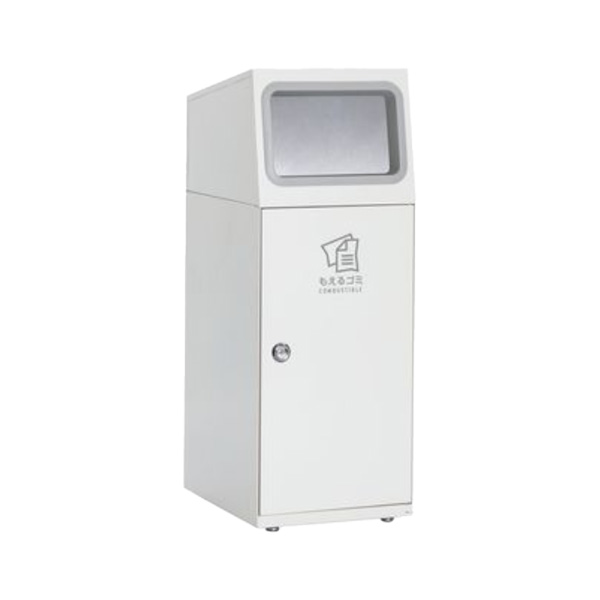 ●u.テラモト ゴミ箱【DS-165-111-7】ニートSL(フラップ付) オフホワイト もえるゴミ用 47.5L 屋外用 スリムタイプ 角穴 受注生産｜クローバー資材館