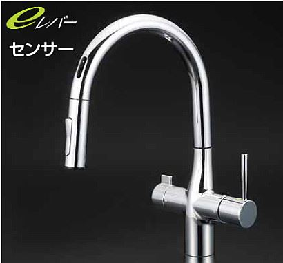 KVK 水栓金具【KM6091EC】浄水器専用シングルレバー式シャワー付混合栓(センサー付) 水栓本体のみ eレバー〔HB〕