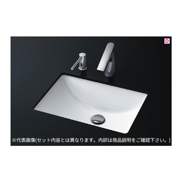 ●TOTO セット品番【L501+TLG10301J】カウンター式洗面器 アンダーカウンター式 台付シングル混合水栓(エコシングル) 床排水金具(Sトラップ)