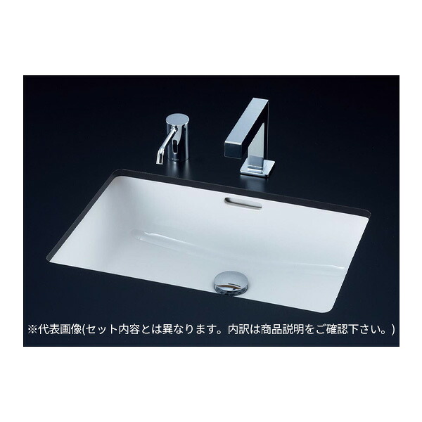●TOTO セット品番【L505+TLE27SS2A】カウンター式洗面器 アンダーカウンター式 台付自動水栓(サーモ・AC100V) アクアオート 床排水金具(Sトラップ)