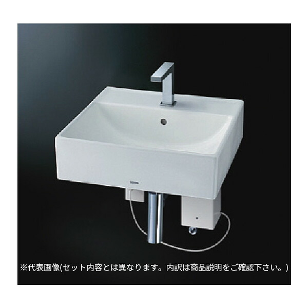 ●TOTO セット品番【L710C+TLE25SS1A】壁掛洗面器 カウンター一体型 台付自動水栓(単水栓・AC100V) アクアオート 床排水金具(ボトルトラップ)