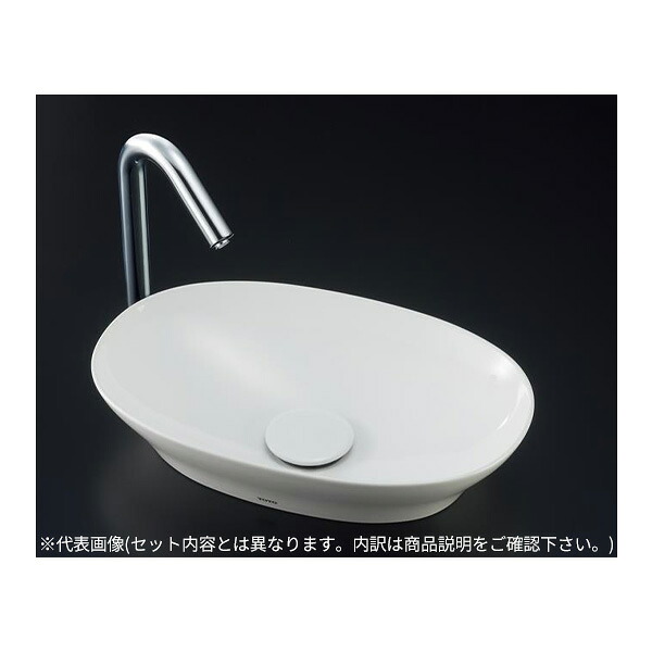 ●TOTO セット品番【LS901+TLE35SM1A】カウンター式手洗器 ベッセル式 ホワイト 台付自動水栓(単水栓・AC100V) アクアオート 床排水金具(Sトラップ)|クローバー資材館