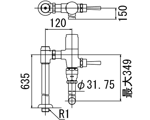 INAX/LIXIL【CF-63UT-C】フラッシュバルブ 洗浄水量6-8L便器用 低圧用(節水形) 受注約4週〔IE〕|クローバー資材館