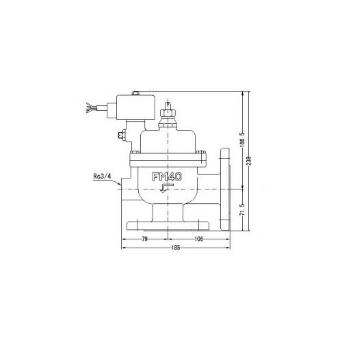 FMバルブ製作所【FMユニットバルブ A-2F型 40A】(アングル型) 電磁弁一体型定水位弁 取付タイプ(通電「開」AC100/200V共用 フランジ型) 本体材質(鉛レス青銅)〔EI〕