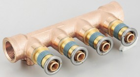 KVK 水栓金具 部材【GDSHT20-3C】プレハブヘッダー3Ｐ(両端めねじタイプ)〔IF〕