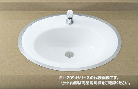 ●INAX/LIXIL セット品番【L-2594FC/BW1+AM-300TC】ピュアホワイト はめ込みだ円形洗面器 フレーム式 自動水栓 壁給水・床排水(Sトラップ)｜クローバー資材館