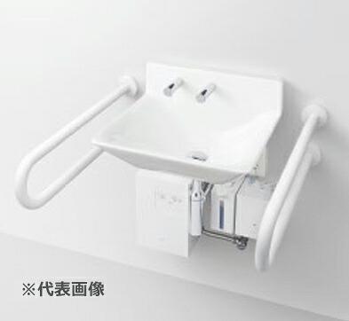 TOTO【T112CP31】パブリック用手すり P型手すり(壁掛洗面器用) 樹脂被覆タイプ(φ34) 長さ650mm 受注約2週〔HB〕|クローバー資材館