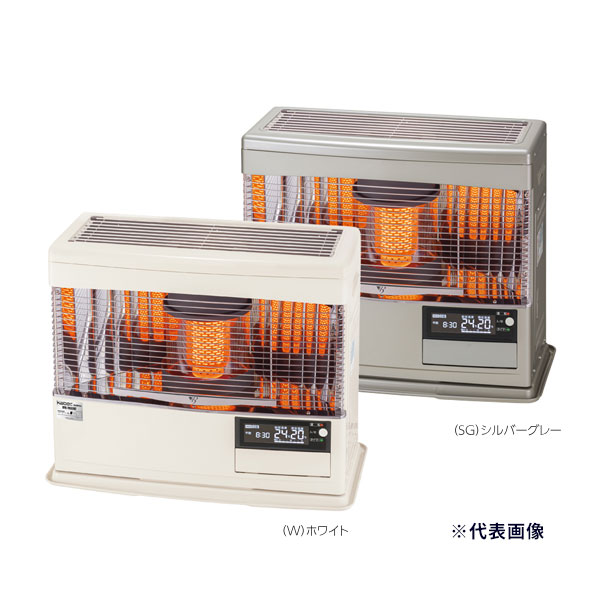 ●長府(旧サンポット) 重油暖房器【FFR-7032KF E(SG)】しろがね色薄墨色 カベック FF式 木造18畳/混凝土29畳 重油貯蔵タンク別売〔FI〕
