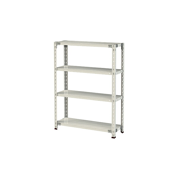 ●u.ヤマキン/山金工業【1.5S4330-4W】ボルトレス軽中量ラック(150kg/段) 4段 間口900mm ホワイトグレー 組立式