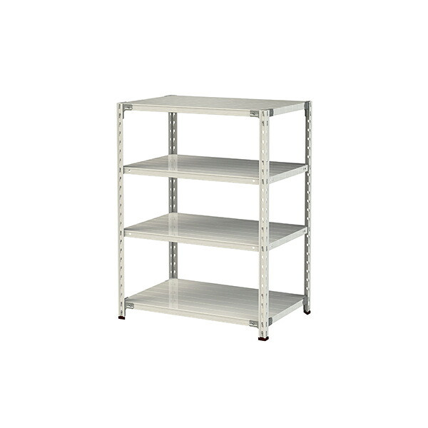 ●u.ヤマキン/山金工業【1.5S4360-4W】ボルトレス軽中量ラック(150kg/段) 4段 間口900mm ホワイトグレー 組立式
