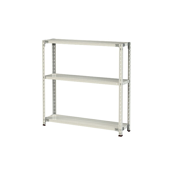 ●u.ヤマキン/山金工業【1.5S4430-3W】ボルトレス軽中量ラック(150kg/段) 3段 間口1200mm ホワイトグレー 組立式|クローバー資材館