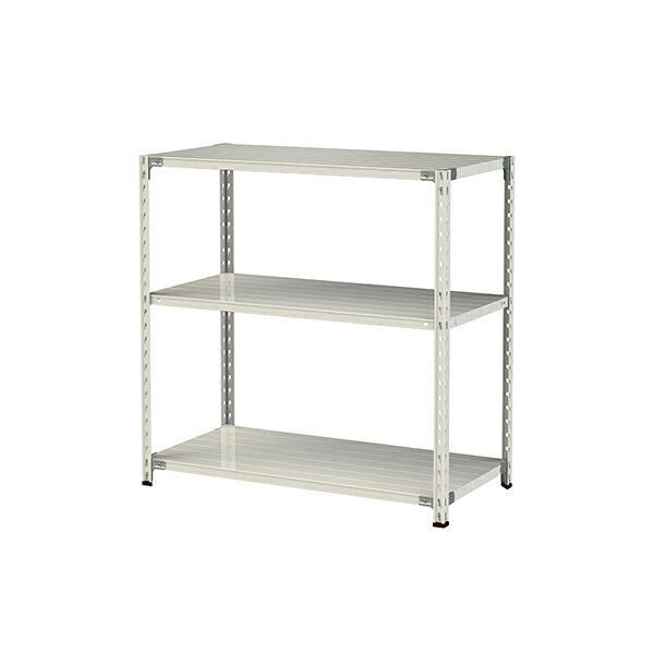 ●u.ヤマキン/山金工業【1.5S4460-3W】ボルトレス軽中量ラック(150kg/段) 3段 間口1200mm ホワイトグレー 組立式
