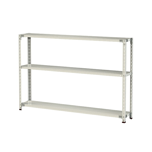 ●u.ヤマキン/山金工業【1.5S4630-3W】ボルトレス軽中量ラック(150kg/段) 3段 間口1800mm ホワイトグレー 組立式｜クローバー資材館