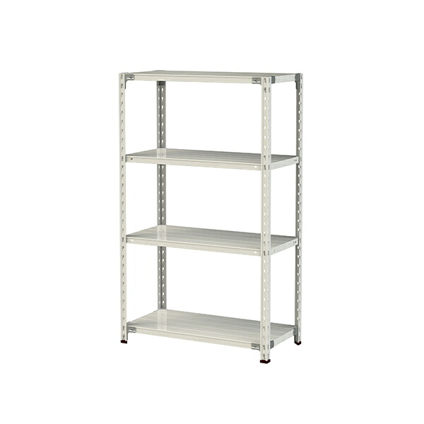 ●u.ヤマキン/山金工業【1.5S5345-4W】ボルトレス軽中量ラック(150kg/段) 4段 間口900mm ホワイトグレー 組立式