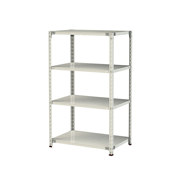 ●u.ヤマキン/山金工業【1.5S5360-4W】ボルトレス軽中量ラック(150kg/段) 4段 間口900mm ホワイトグレー 組立式 13,556円