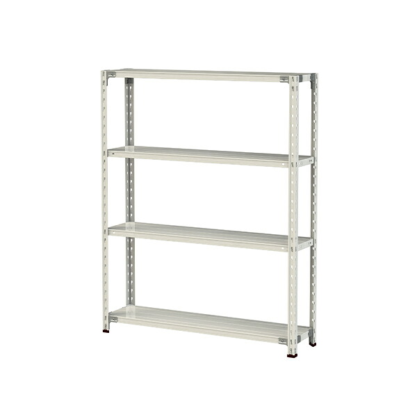 ●u.ヤマキン/山金工業【1.5S5430-4W】ボルトレス軽中量ラック(150kg/段) 4段 間口1200mm ホワイトグレー 組立式