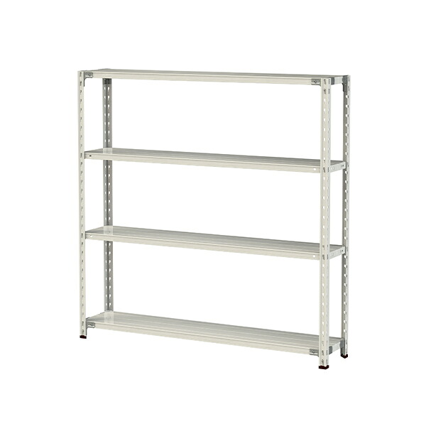 ●u.ヤマキン/山金工業【1.5S5530-4W】ボルトレス軽中量ラック(150kg/段) 4段 間口1500mm ホワイトグレー 組立式