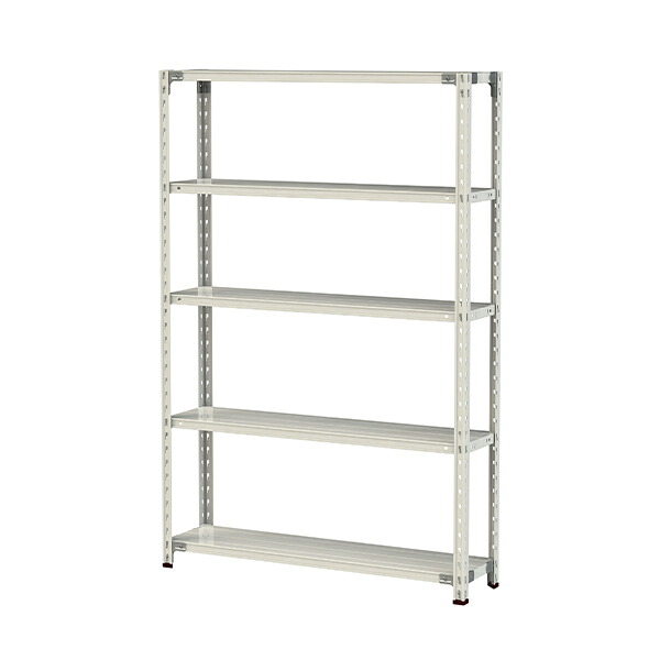 ●u.ヤマキン/山金工業【1.5S6430-5W】ボルトレス軽中量ラック(150kg/段) 5段 間口1200mm ホワイトグレー 組立式|クローバー資材館