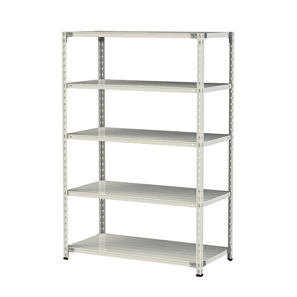 ●u.ヤマキン/山金工業【1.5S6460-5W】ボルトレス軽中量ラック(150kg/段) 5段 間口1200mm ホワイトグレー 組立式｜クローバー資材館