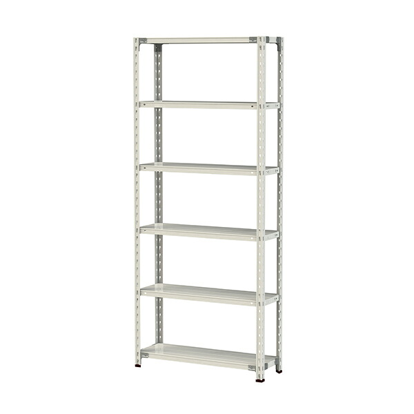 ●u.ヤマキン/山金工業【1.5S7330-6W】ボルトレス軽中量ラック(150kg/段) 6段 間口900mm ホワイトグレー 組立式