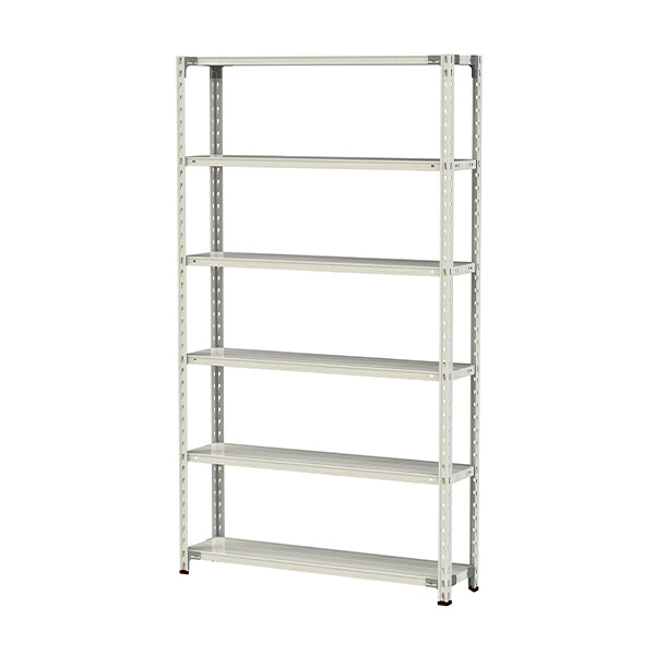 ●u.ヤマキン/山金工業【1.5S7430-6W】ボルトレス軽中量ラック(150kg/段) 6段 間口1200mm ホワイトグレー 組立式